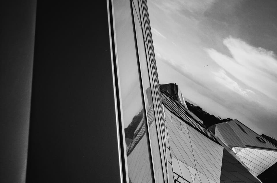 A grid of windows on a building facade
